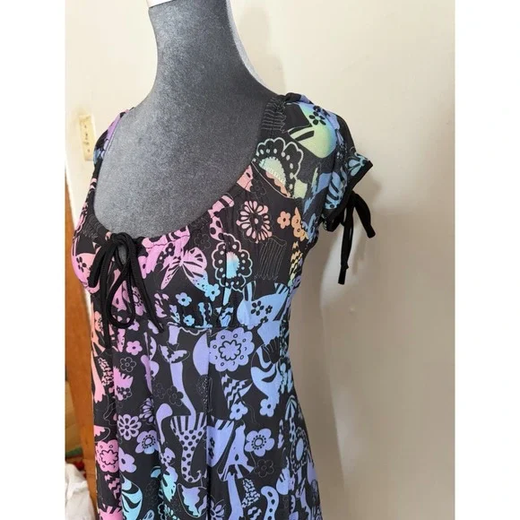 Current Mood Y2K Dress Goth Festival Baby Doll Psychedelic Mushrooms M - Picture 4 of 9